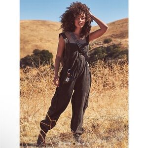 Free People Movement Fast Track Onesie Overalls Jumpsuit Coverall Black M